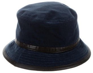 Hermes Leather-trimmed Velvet Bucket Hat