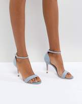 Thumbnail for your product : Dune London Barely There Heeled Sandal in Cornflower Blue Leather and Pearl Detail