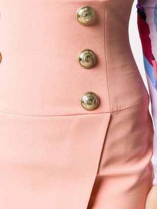 Balmain Short High-Waist Buttoned Wrap Skirt