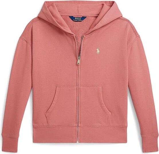 Polo Ralph Lauren Kids Terry Full Zip Hoodie (Big Kids) Girl's Sweatshirt Desert Rose : MD (8-10 Big Kid), Cotton/Polyester
