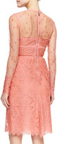 Thumbnail for your product : Elie Saab Sheer-Top Long-Sleeve Lace Dress