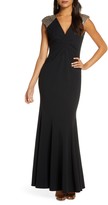 Thumbnail for your product : Vince Camuto Sequin Yoke Scuba Crepe Trumpet Gown