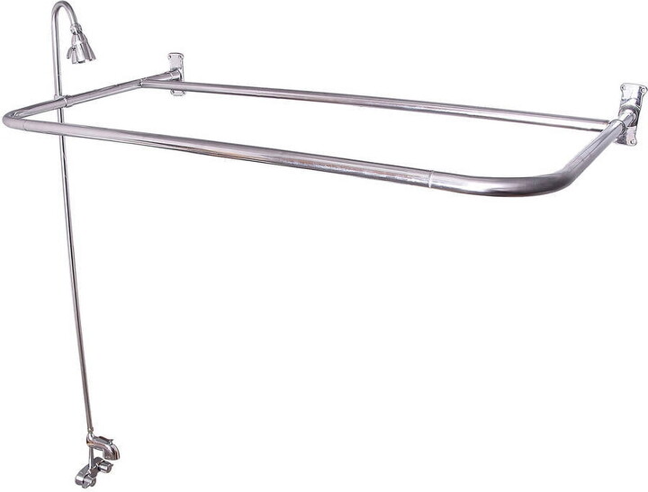 Decor Plumbing Tub/Shower Unit with 48" D Shaped Shower Rod, Polished Chrome
