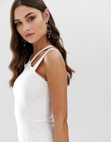 Thumbnail for your product : Vesper strappy front and back midi pencil dress in white