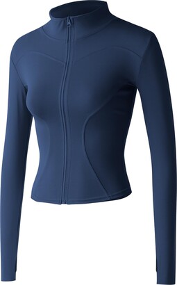 Tanming Women's Full Zip Seamless Workout Jacket Running Yoga Slim Fit  Track Jacket