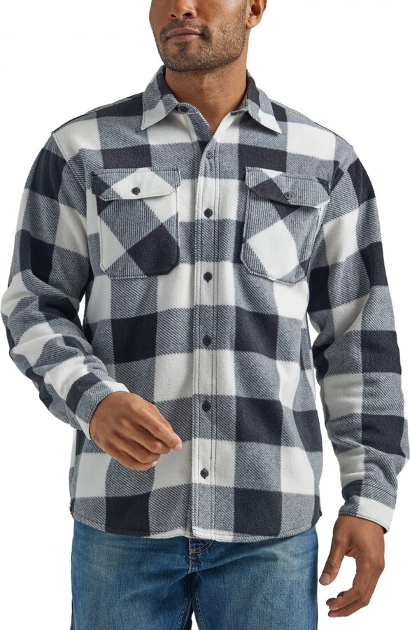 Wrangler Authentics Men's Long Sleeve Plaid Fleece Shirt Jacket Button -  ShopStyle