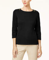 Thumbnail for your product : Karen Scott Cotton Zip-Shoulder Sweater, Created for Macy's