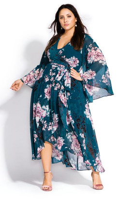 City Chic Jade Blossom Maxi Dress - jade