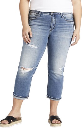Silver Jeans Co. Women's Plus Size Suki Mid Rise Capri Jeans