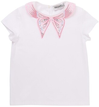 Simonetta Cotton t-shirt w/ embellished butterfly