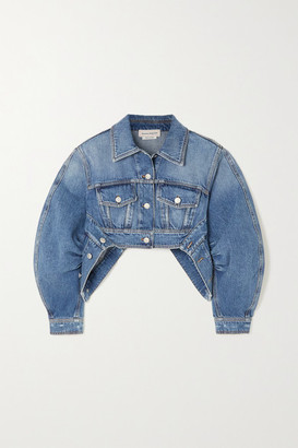 Alexander McQueen Cropped Denim Jacket - Blue - ShopStyle