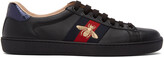 Thumbnail for your product : Gucci Black Embroidered Ace Sneakers
