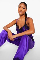Thumbnail for your product : boohoo Eyelash Lace Trim Cami And Pants Set