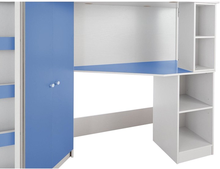 Miami Fresh High Sleeper Bed with Desk, Wardrobe and Shelves Blue ShopStyle Miami Fresh High Sleeper Bed with Desk, Wardrobe and Shelves Blue ShopStyle