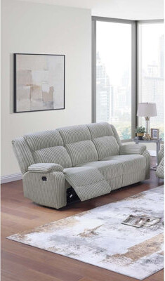 Hokku Designs 1Pc Motion Sofa Ash Color Fur Like Corduroy Living Room Reclining Couch Plush Textured Seat