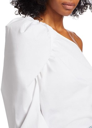 Derek Lam 10 Crosby Elodie One-Shoulder Puff-Sleeve Cotton Shirt