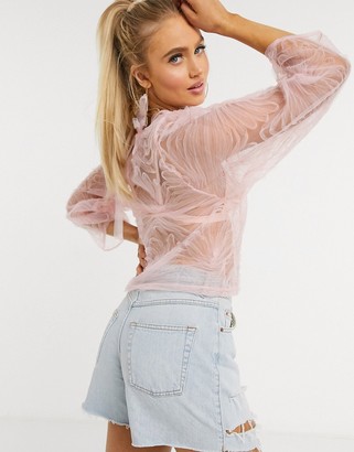I SAW IT FIRST boxy organza top in pink