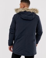 Thumbnail for your product : Lyle & Scott parka with detachable faux fur hood in navy