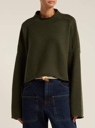 J.W.Anderson Wool And Cashmere Blend Cropped Sweater - Womens - Khaki