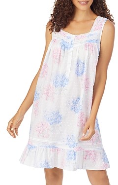 Eileen West Cotton Swiss-Dot Lace Trim Chemise Nightgown