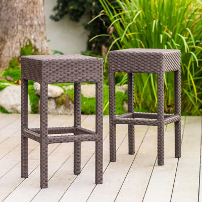 Dakota Fields Dark Brown Pe Outdoor Backless - , For Patio And Poolside 2 , , Iron Frame, , & Seating