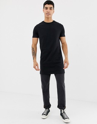 ASOS DESIGN super longline t-shirt with crew neck in black