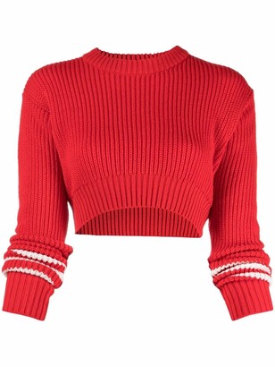 red crop top sweater