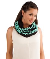 Thumbnail for your product : Elizabeth Koh Black Scarf with Aqua Pom Poms