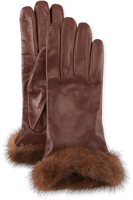 Guanti Giglio Fiorentino Leather Gloves w/ Mink Fur Cuffs