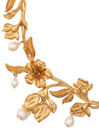 Oscar de la Renta Pearl Flower Necklace