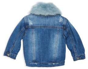 Splendid Baby's Faux Fur Collared Denim Jacket
