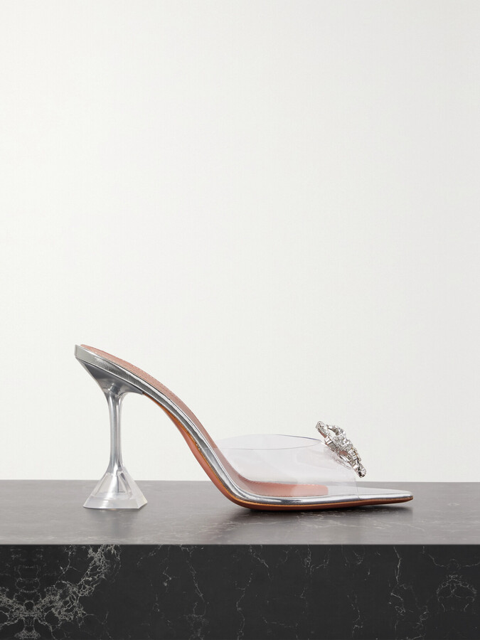 Amina Muaddi Rosie Crystal-embellished Pvc Mules White IT36