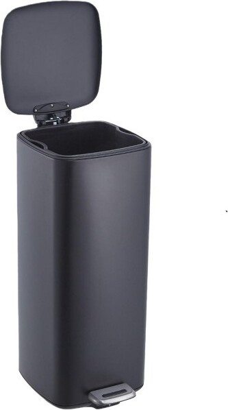 GustoWave 30L/8GALStainlessSteelSquareTrashCanSoftCloseLidRemovableLinerforKitchenOfficeBlack