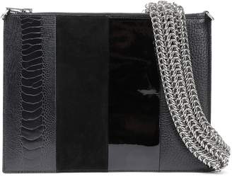 Alexander Wang Paneled Suede, Snake-effect, Patent And Textured-leather Pouch