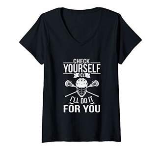 LaCrosse Womens Check Yourself Tough Sports V-Neck T-Shirt