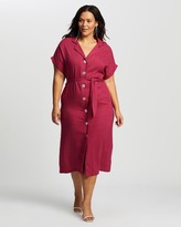 Thumbnail for your product : Atmos & Here Atmos&Here Curvy - Women's Pink Midi Dresses - Clara Button Midi Dress - Size 20 at The Iconic