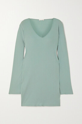Skin Romina Ribbed Organic Pima Cotton-jersey Nightdress - Sage green