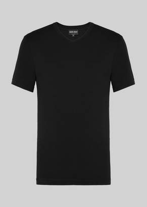 Giorgio Armani V-Neck Stretch Jersey T-Shirt