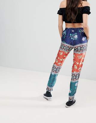 Glamorous Floral Tapered Pants With Side Stripe
