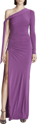 Halston Kamilah Ruched One-Shoulder Jersey Gown