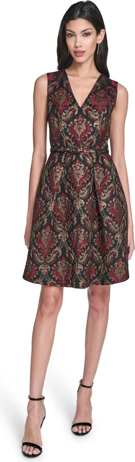 Vince Camuto Women's V-Neck Fit and Flare Dress