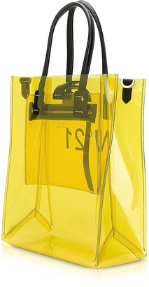 N°21 Transparent Yellow PVC Small Tote Bag w/Canvas Strap