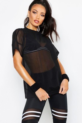 boohoo Fit Oversized Mesh Workout Tee