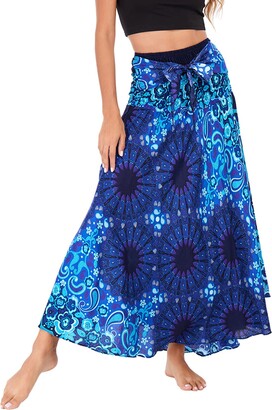 FEOYA Ladies' Boho Long Maxi Skirts | Lace-Up Beach Maxi Skirts | Bohemian  Style Beach Skirt Double Uses Skirt for Causal Travel Beach - ShopStyle