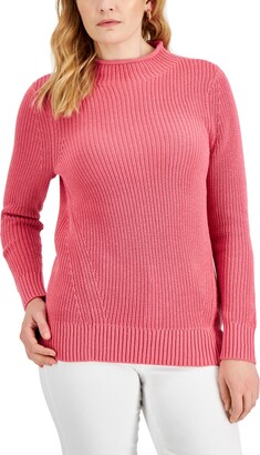 Karen Scott Women's Cotton Mock-Neck Sweater, Created for Macy's
