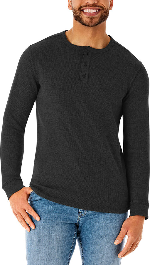​MEMBER'S MARK THERMAL HENLEY Black XS:- Black, XS