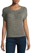 Thumbnail for your product : Halston Short-Sleeve Shimmer Loop Sweater, Gray/Gold