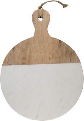 Casa Uno Wood/Marble Round Chopping Board with Handle, Small