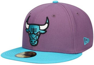 purple and teal fitted hat