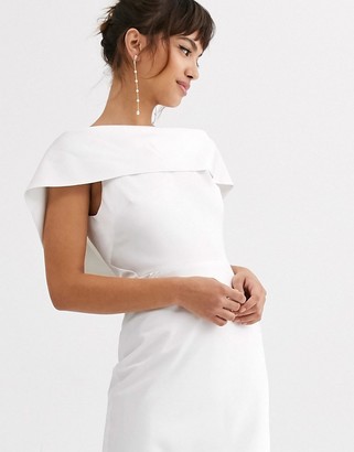 ASOS EDITION off shoulder maxi wedding dress with drape back detail